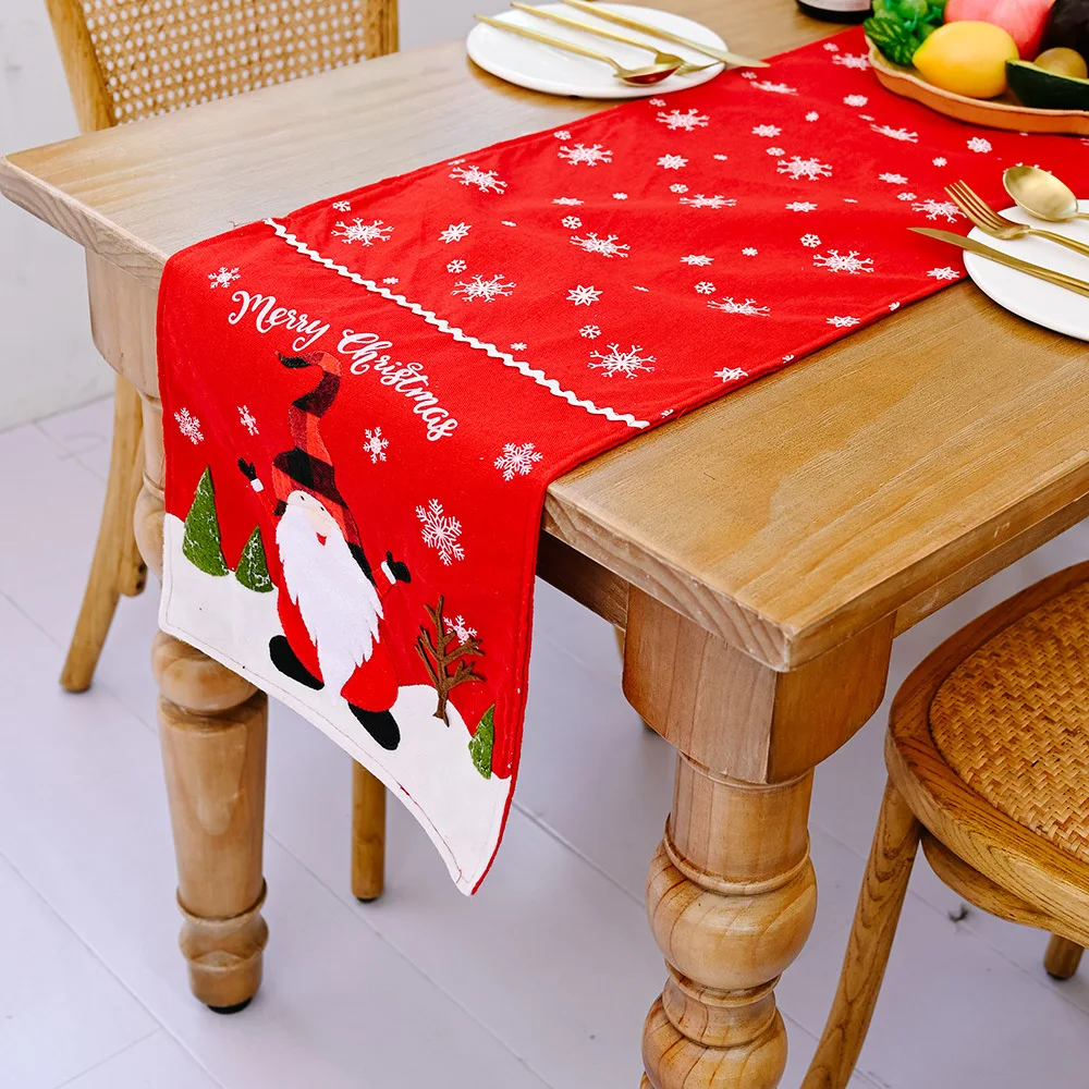 

180x35cm Linen Christmas Table Flag Tea Table Desktop Banner Festival Christmas Decorations Table Mat Elk Tablecloth Table Cover