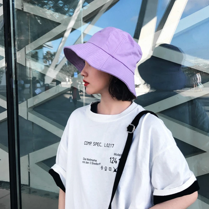 

New Unisex Cotton Bucket Hats Women Summer Sunscreen Panama Hat Men Pure Color Sunbonnet Fedoras Outdoor Fisherman Hat Beach Cap