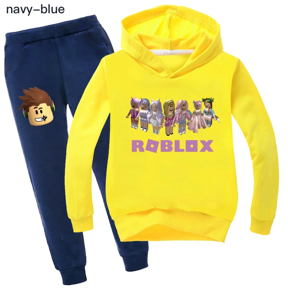 

2021 New Cotton child Tracksuit Autumn Clothing Sets Children Boys Girls ROBLOXing Clothes Kids Hooded T-shirt Pants Suits 2-15Y