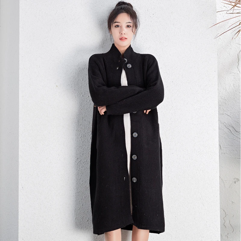 Winter sweater women's new loose casual long trend Korean solid color simple personality fashion large size cardigan jacket 546 |