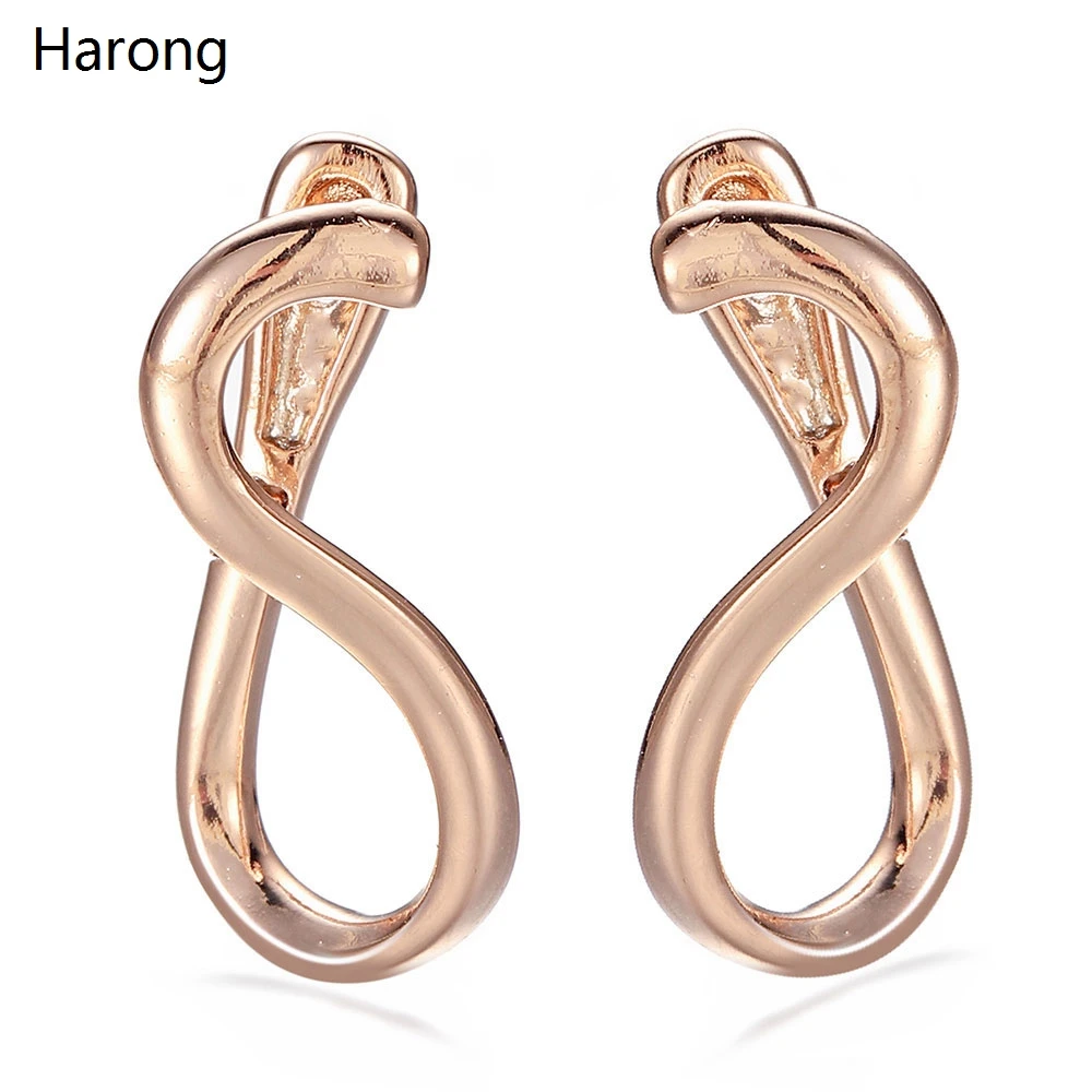 

2021 Geometric Irregular Earrings Copper Metal Rose Gold Quality Female Jewelry Stud Earrings Small Cute Korean Ear Clip Gifts
