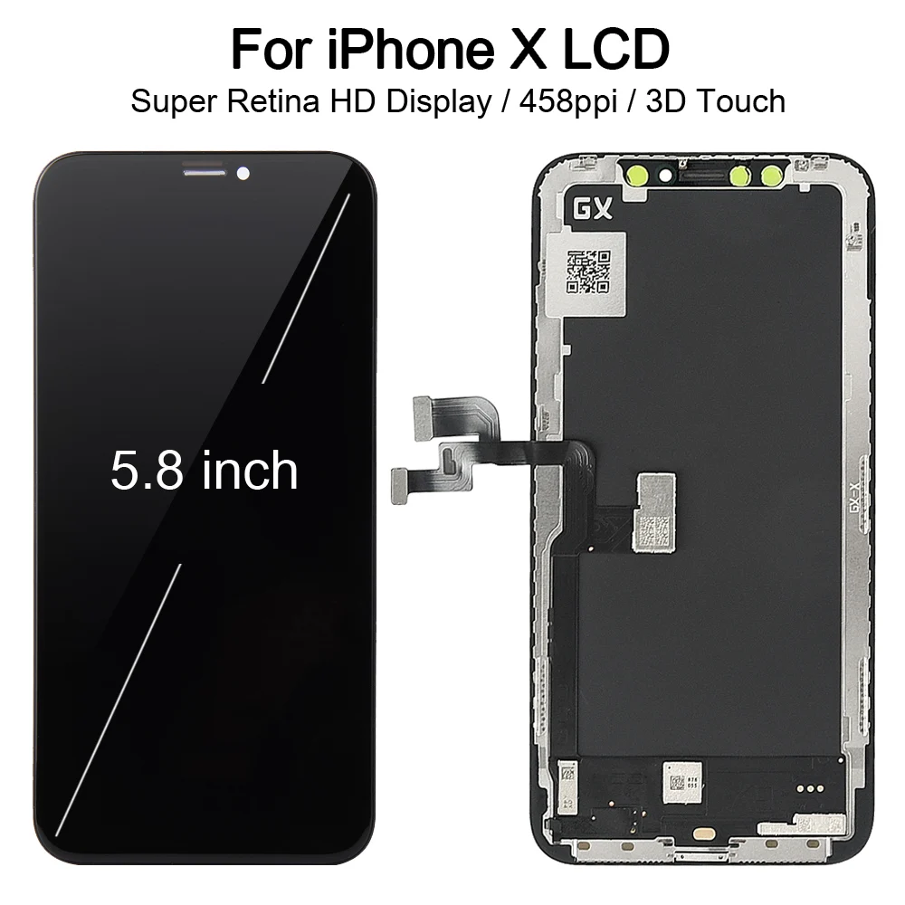 Pantalla LCD AMOLED GX para iPhone X XS, repuesto de montaje de digitalizador t&aacute;ctil, reparaci&oacute;n perfecta, AAA +++, 5 unids/lote-1