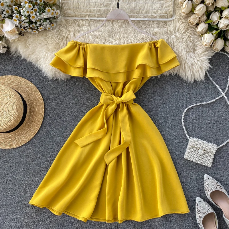 Винтажное платье-трапеция для женщин пикантное мини-платье с открытыми плечами