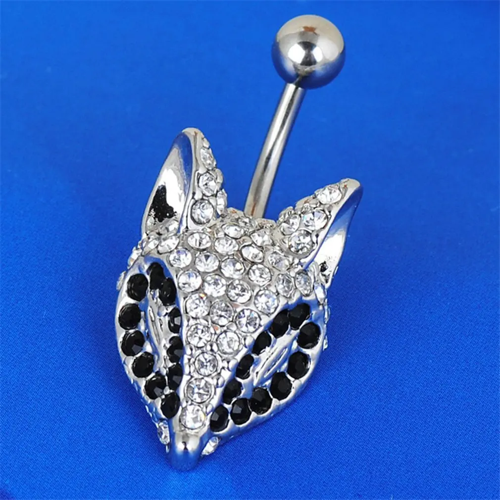В форме лисы циркона медицинские женские пупка кольцо Красивые пирсинг тела