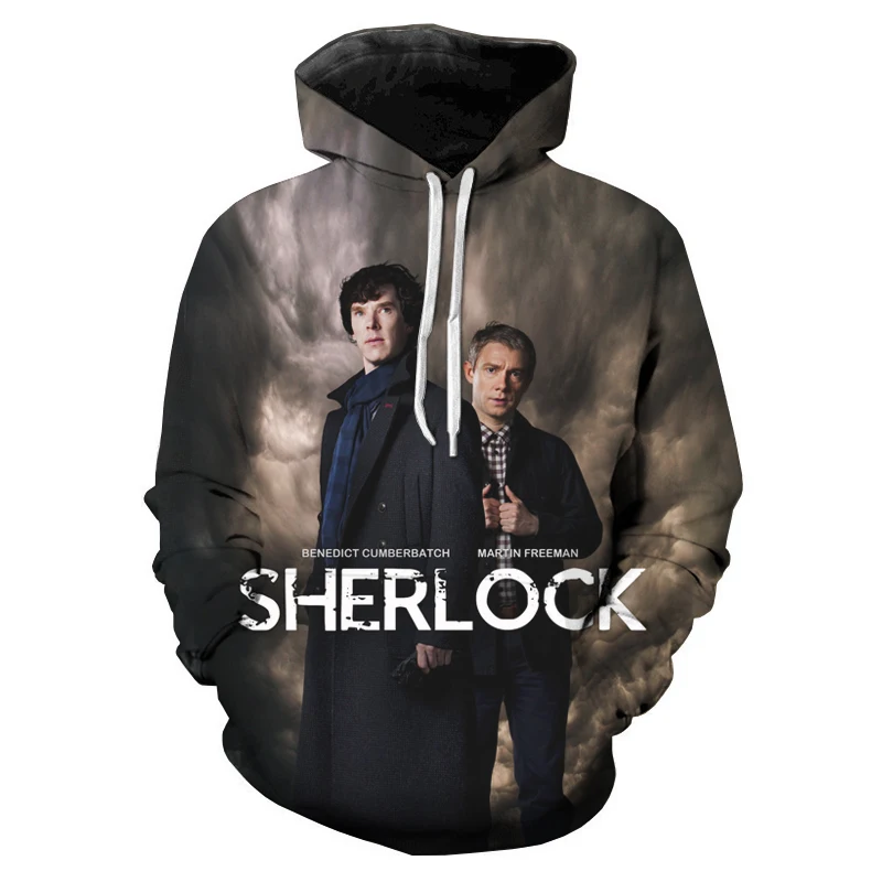 Новые толстовки с 3D принтом Sherlock для мужчин и женщин модные осенние свитшоты в