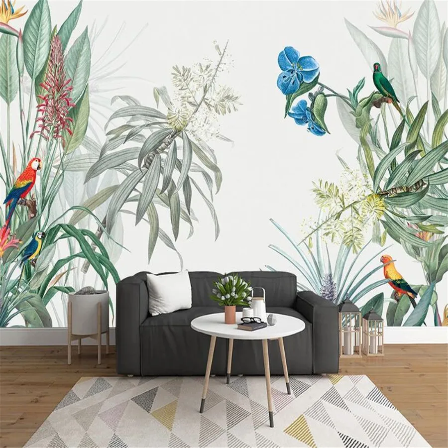 

Custom 3D Mural Wallpaper Medieval Hand-painted Tropical Rainforest Plant Landscape Background Wall Decorative Painting Wallpape