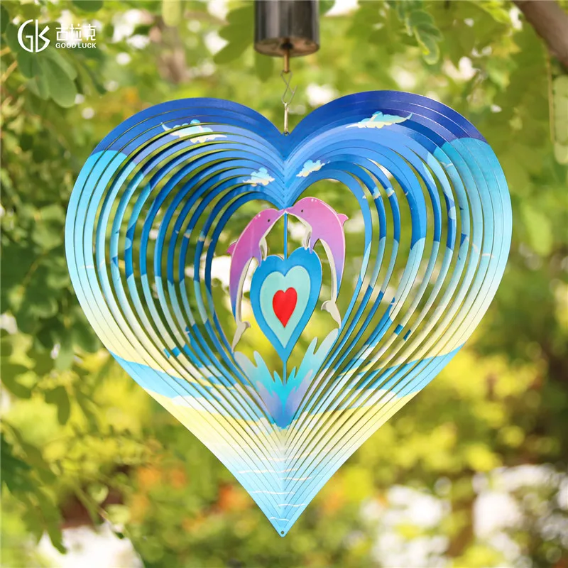 

Декоративная подвеска в форме сердца с изображением китайских колокольчиков, металлическое украшение для дома, сада, балкона