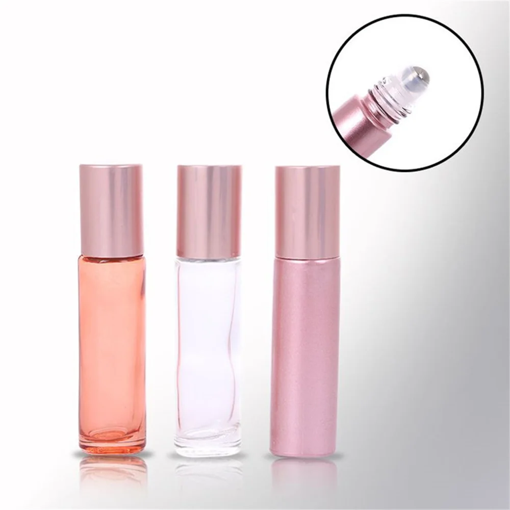 

10ml Essential Oil Roller Bottles With Stainless Steel Ball Thick Glass Roll On Bottles For Perfume Aromatherapy Refillable Vial