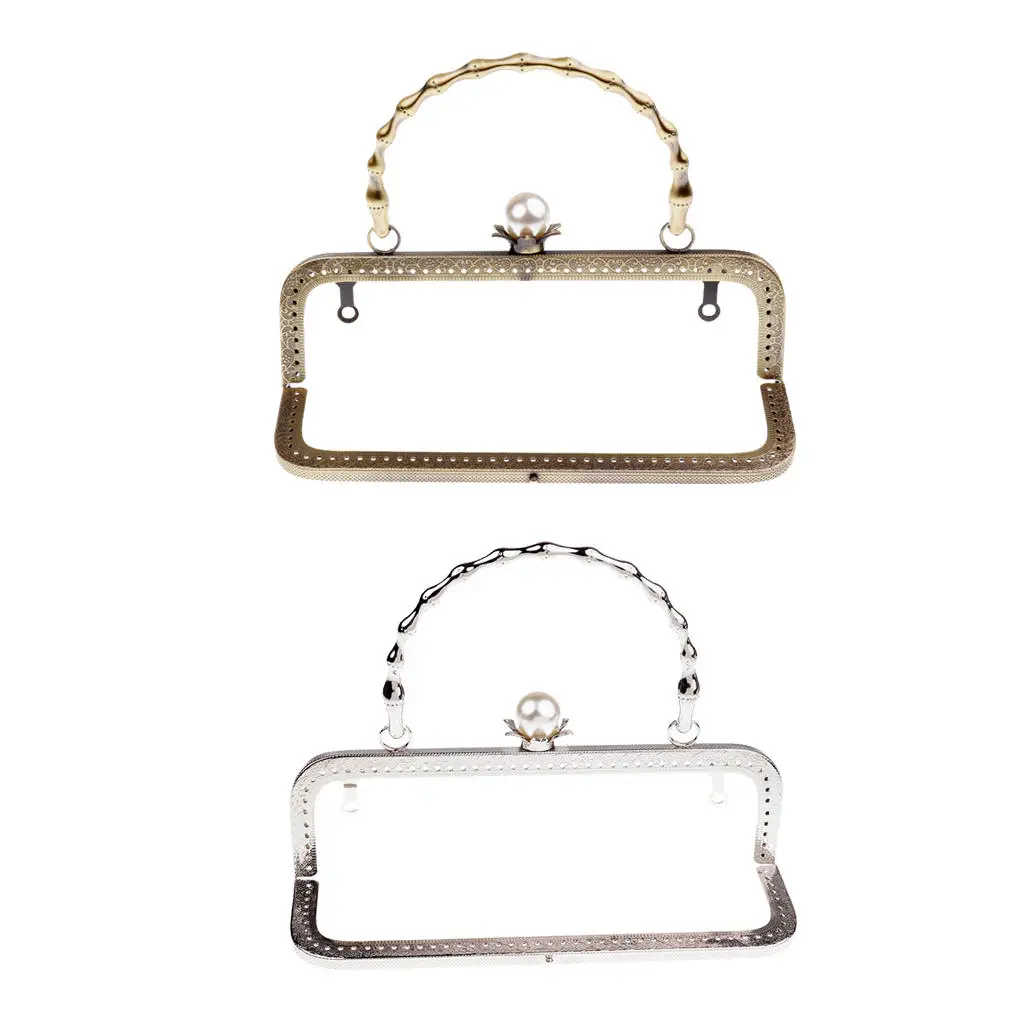 

2 Pcs Metal Frame Pearl Handbag Handle 7.84 "Coin Wallet Bag