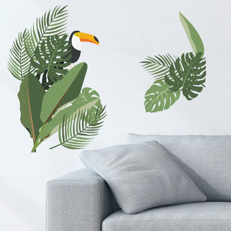 Большие тропические листья настенные наклейки для гостиной спальни Настенный