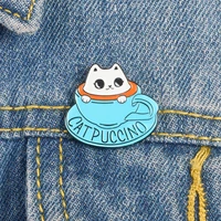 adorable cat brooches bag clothes lapel pin cartoon blue cat badge funny jewelry gift kids