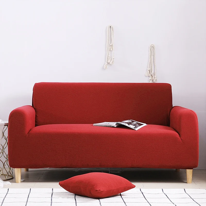Модный винный красный высокий эластичный чехол на диван подушка для гостиной