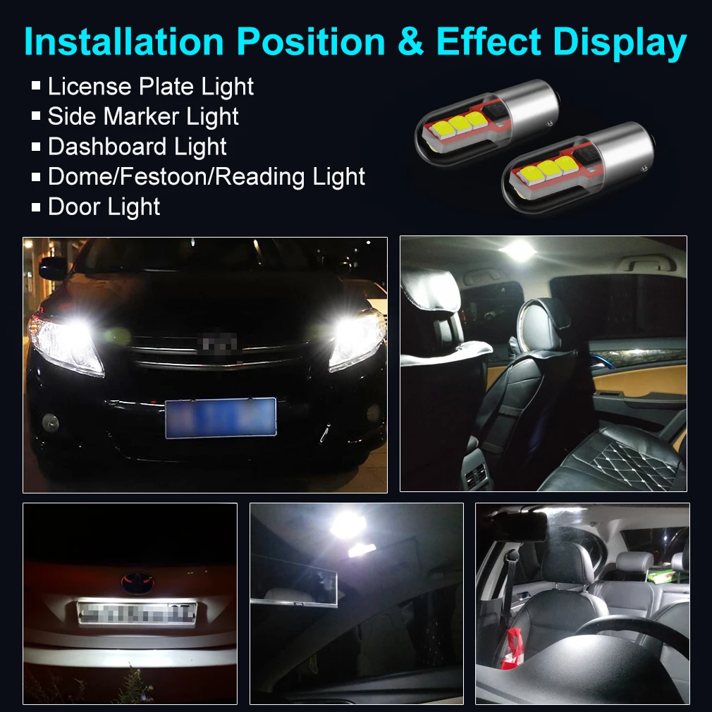 1 шт. BA9S BAY9S BAX9S H21W T4W H6W Светодиодная лампа 6SMD 3535 чипы для автомобиля задний свет