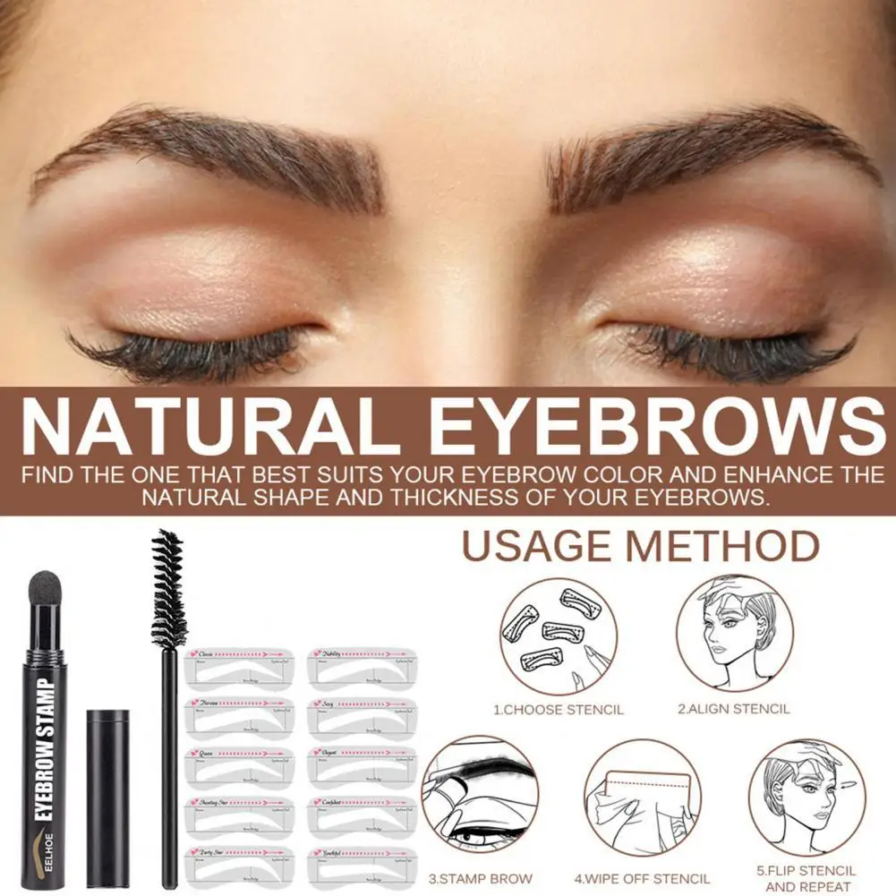 

1Set Eyebrow Marker Set Waterproof Eyebrow Stamp Pen Lightweight Plastic Brow Stamp and Stencil Kit Girlfriends Gift