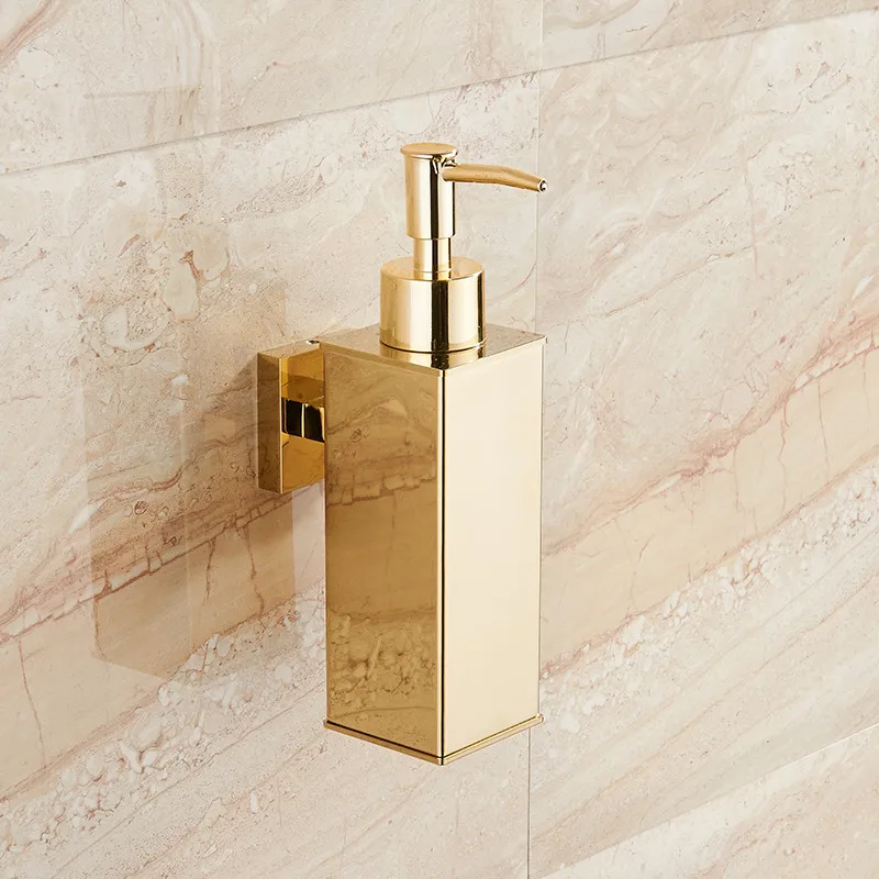 Liquid Soap Dispenser Hand Kitchen Sink Soap Container 304 Stainless Steel Gold Bathroom Shampoo Holder Wall Mounted Bottle