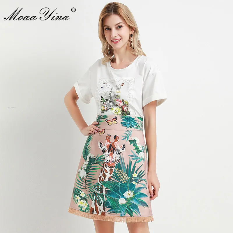 Модный дизайнерский комплект moaayina весна-лето женская футболка с коротким