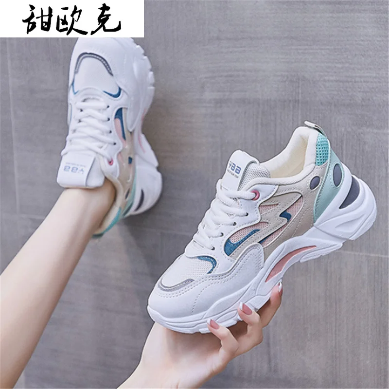 

2021 Spring Women Shoes Sneakers for Women Lace-Up Vulcanize Shoes Casual Fashion Dad Shoes Platform Sneakers Zapatos De Mujer
