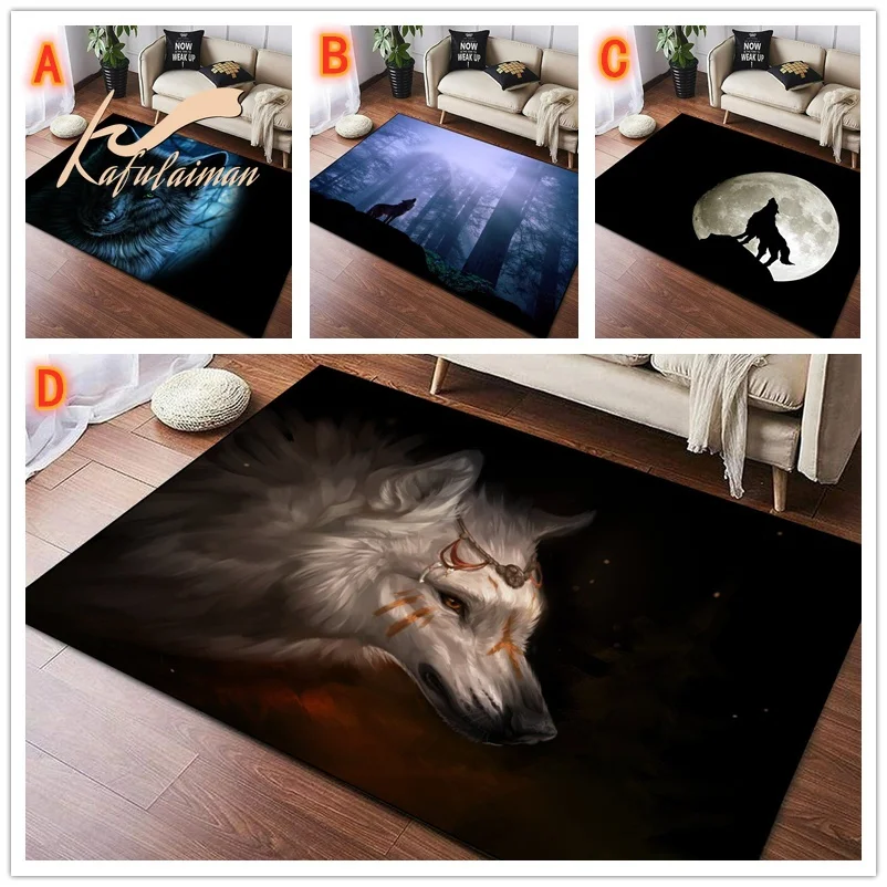 

Home Decoration 3D Animal Wolf Carpet Flannel Anti-slip Girls Bedroom Area Rugs Child Play Floor Mat Cartoon Living Room Carpets