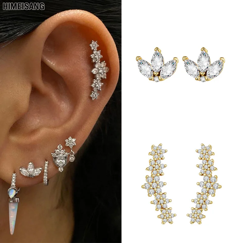 

Silver Gold Filled Jewelry Snowflake Stud Earrings for Women CZ Zircon Christmas Earring Piercing Ear Earings Jewerly Wholesale