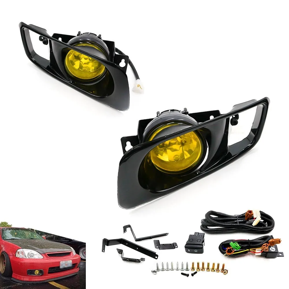 CNSPEED желтый/ясно, туман светильник лампы галогенные fit 99-00 для HONDA CIVIC 2/3/4 dr EK EM JDM комплект EX DX LX SI сэр HB HX YC100479