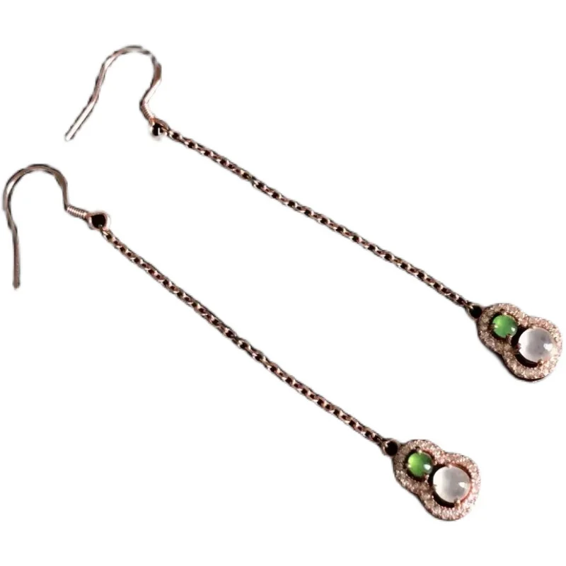 

Chalcedony Ice-like S925 Silver Inlay Exquisite European and American Elegant Fashion Temperament Earrings Simple Trendy Gourd