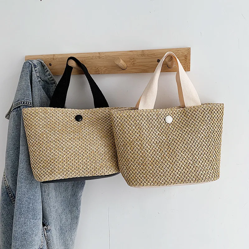 

Idyllic One-shoulder Women's Bag Woven Hand-held Hit-and-run Beach Grass Make-up Retro Bag Handbags For Women 2020