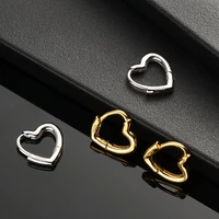 2022 hot sale s925 simple cute sweet heart buckle hoop earrings for women fashion heart shaped circle piercing earrings jewelry