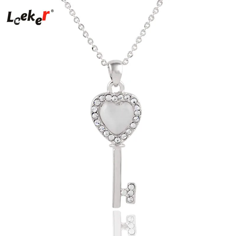 Ожерелье LEEKER с подвеской в виде сердечка ключа цепочка цвета розового золота
