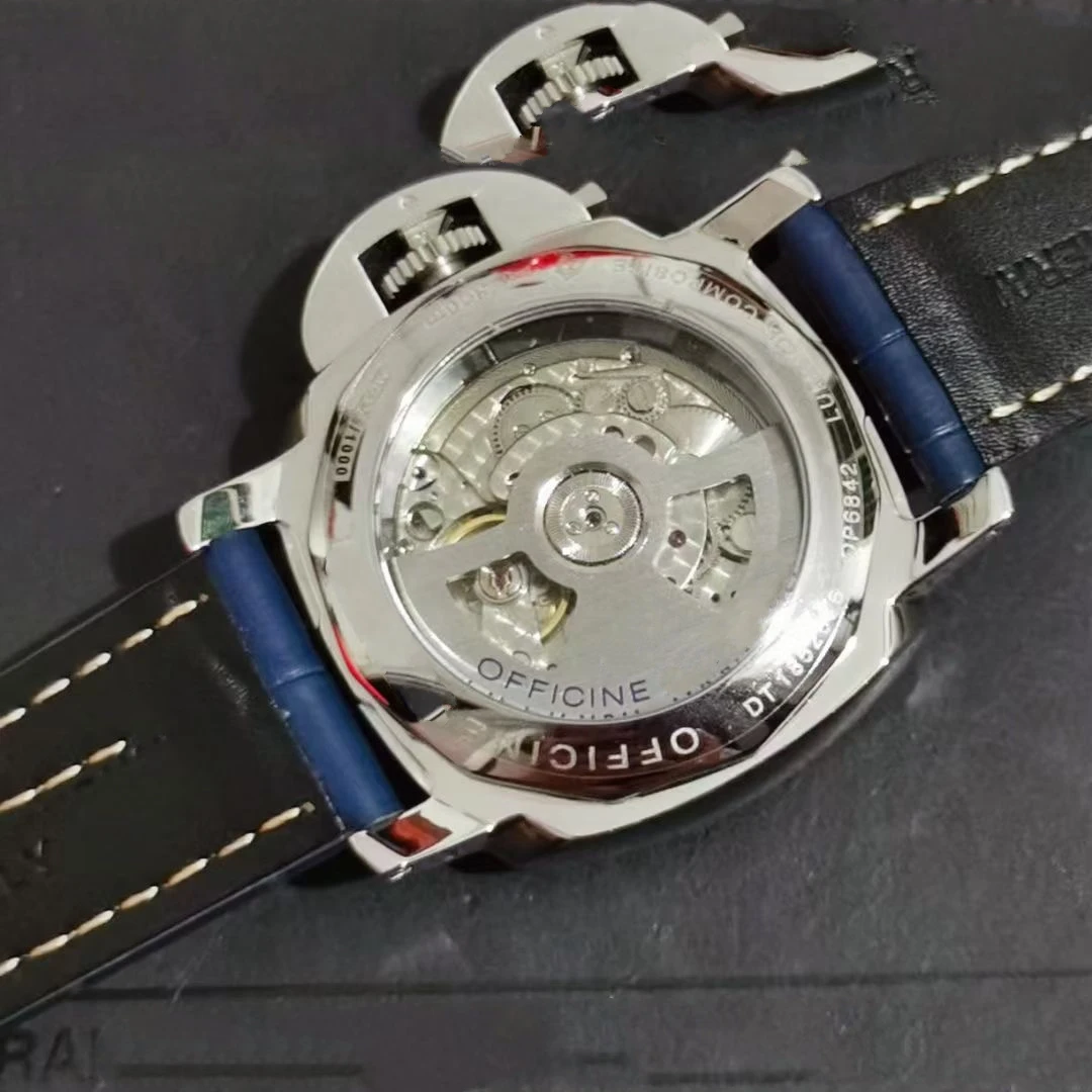 

Luxury New Men Automatic Mechanical Blue Leather 1950 3 Days Stainless Steel Luminous Watch 44mm