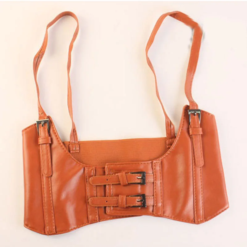 

Cummerbunds Corset Vest Steampunk Harness Fashion PU Leather Stretchy Waistcoat For Women Girl Cincher with Buckle Waist Belt