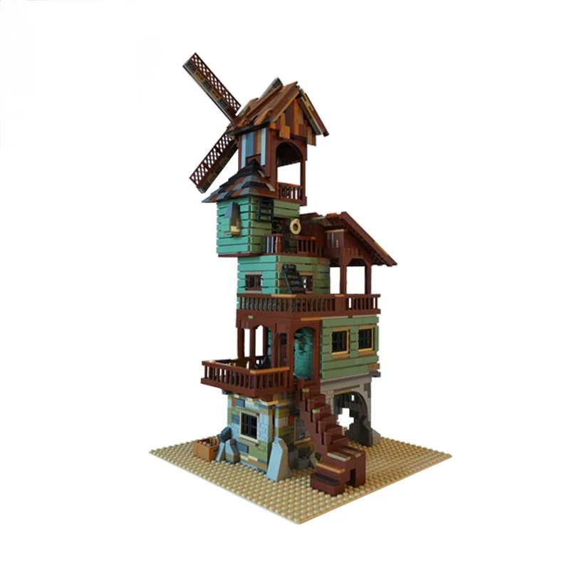 

MOC 24737 Seaside Pier Old Factory Fish House Old Mill by the Sea Model Street View Building Blocks Toy Pack Christmas Gifts