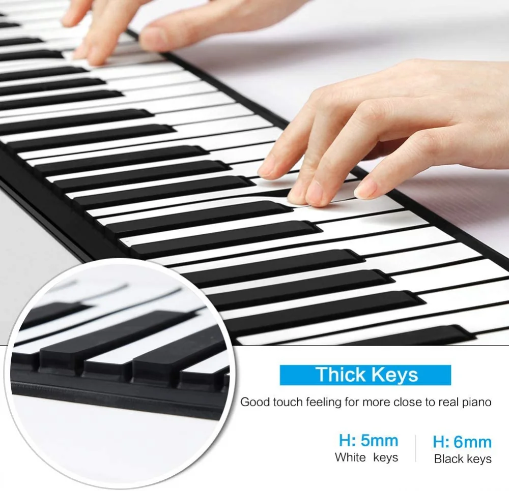 Hand Roll Up Piano Portable Folding Electronic Organ Keyboard Instruments 49 Key for Music Lovers Playing Accessories enlarge