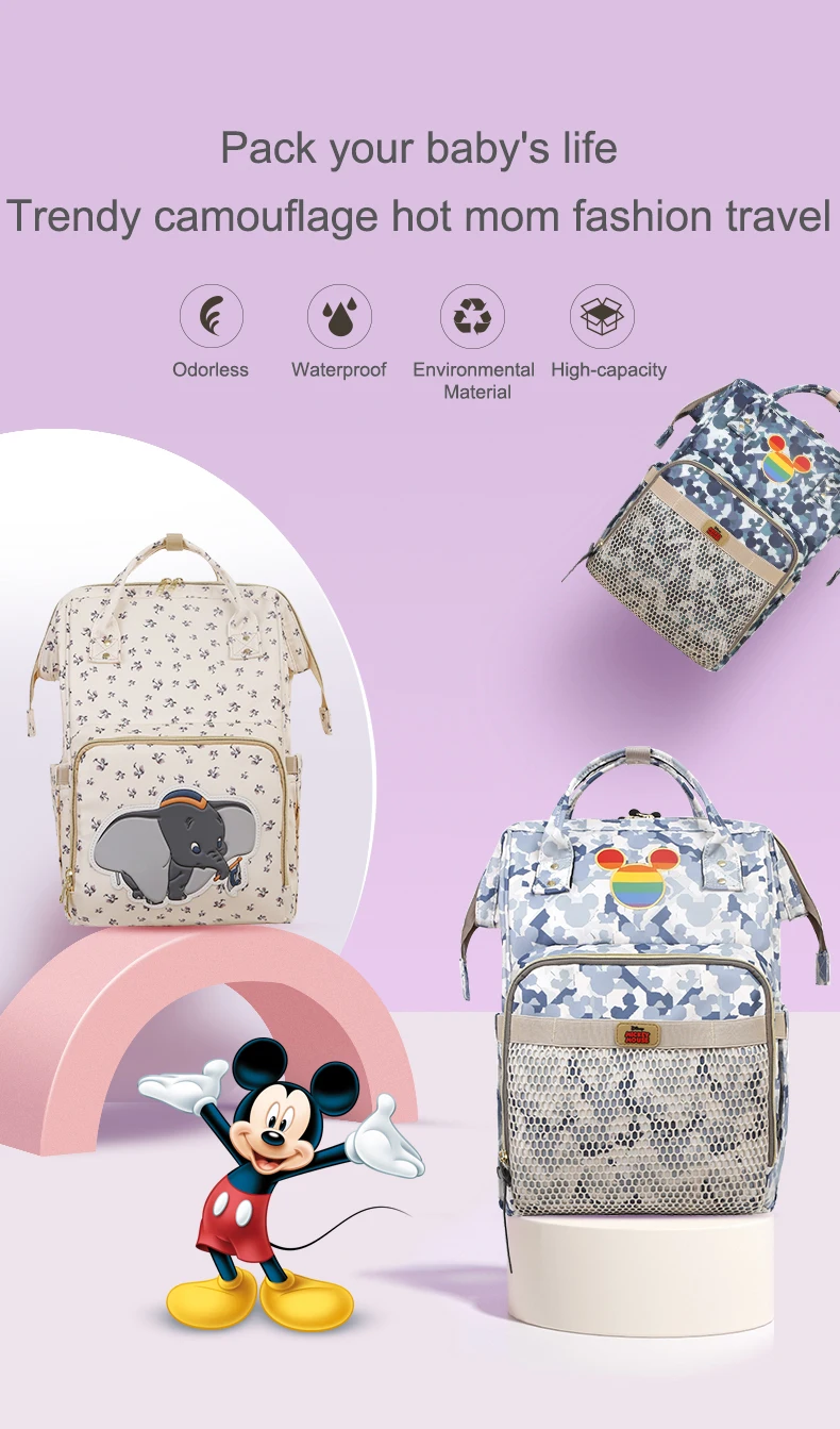 Disney Minnie Mummy сумка для подгузников для беременных Большая вместительная сумка для подгузников с Микки Маусом рюкзак для путешествий Сумки для ухода за ребенком