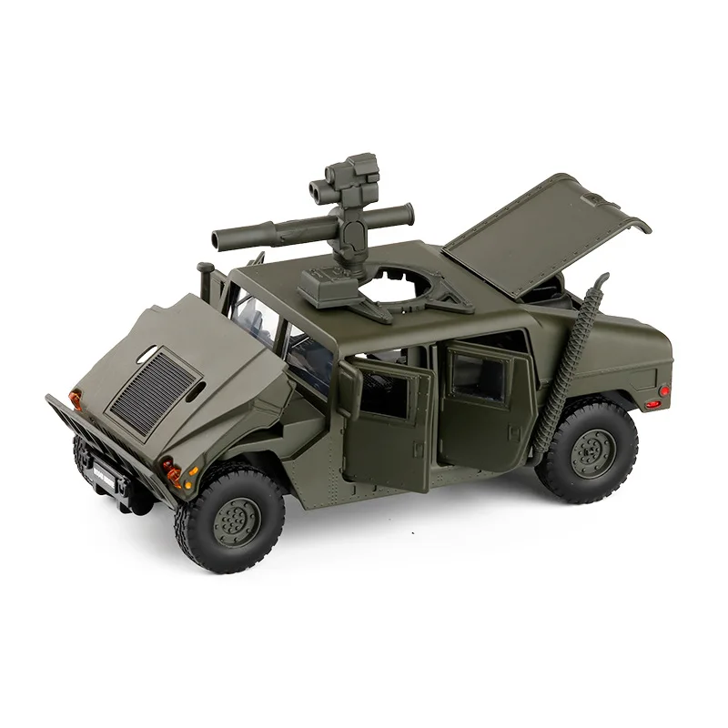 1/32 Hummer H1 военная модель шестидверный звук и светильник металлический