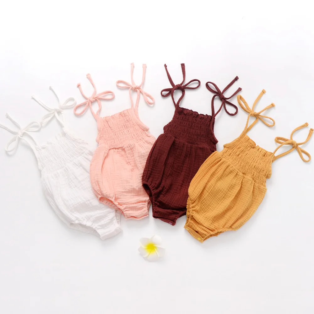 2019 новый дизайн для летние детские комбинезоны маленьких девочек Однотонная