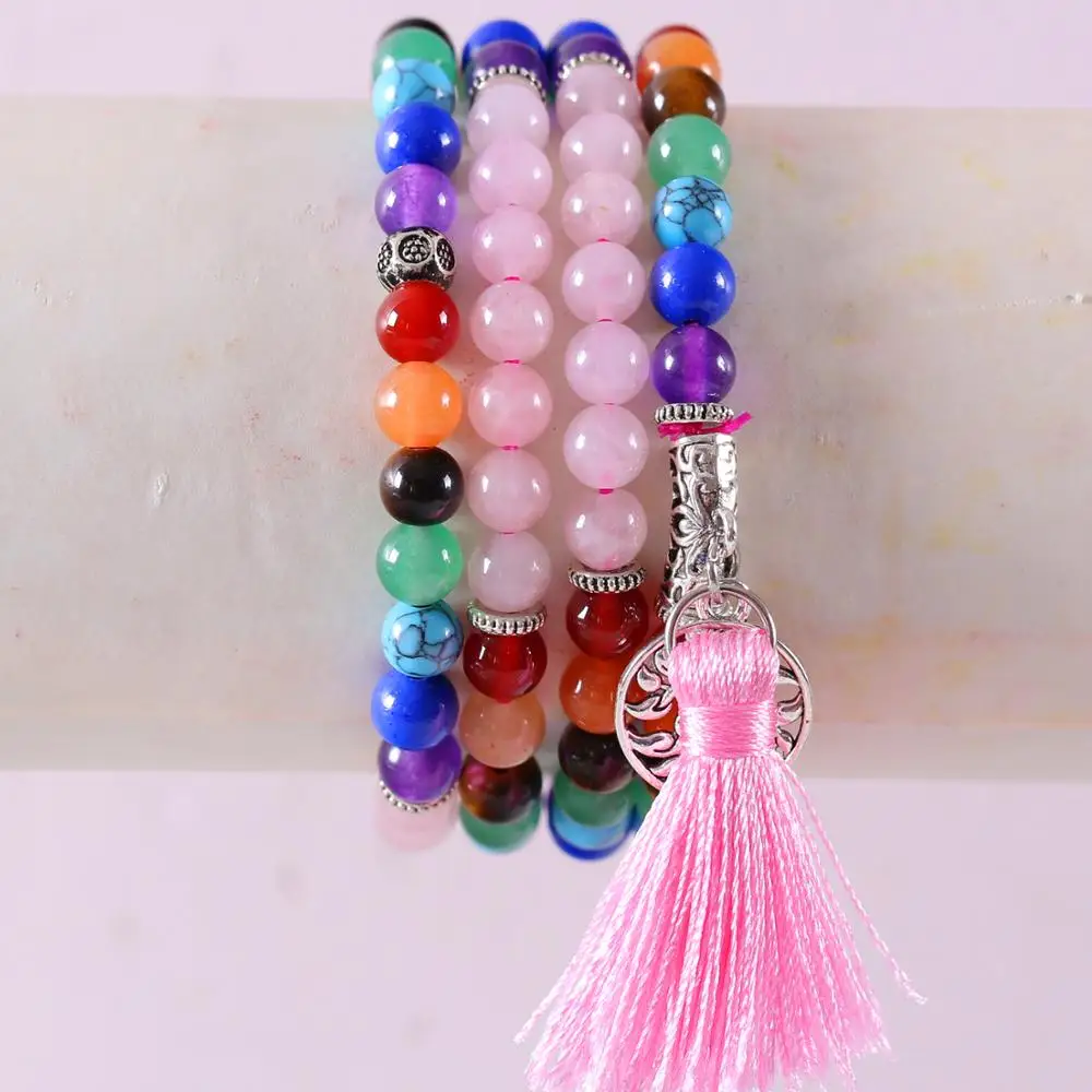 Женский Длинный браслет натуральный мала камень драгоценный круглый шарик