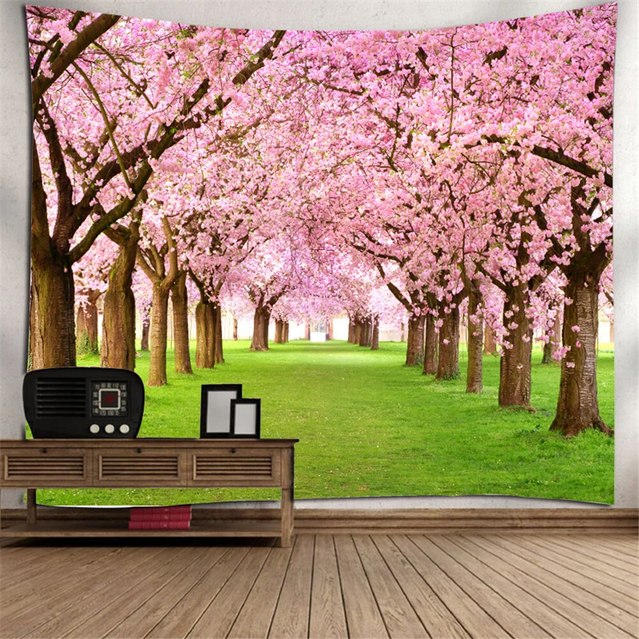 

Cherry Blossoms Fantasy Tapestry Wall Decor Carpet Hippie Psychedelic Tapestry Aesthetic Japan Landscape Dorm Bedroom Decoration