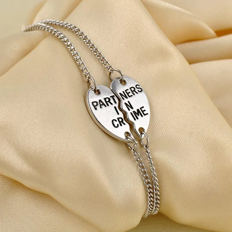 2 шт./пара рисунок сердечко Шить сообщнице браслет дружбы для девочек пары лучший