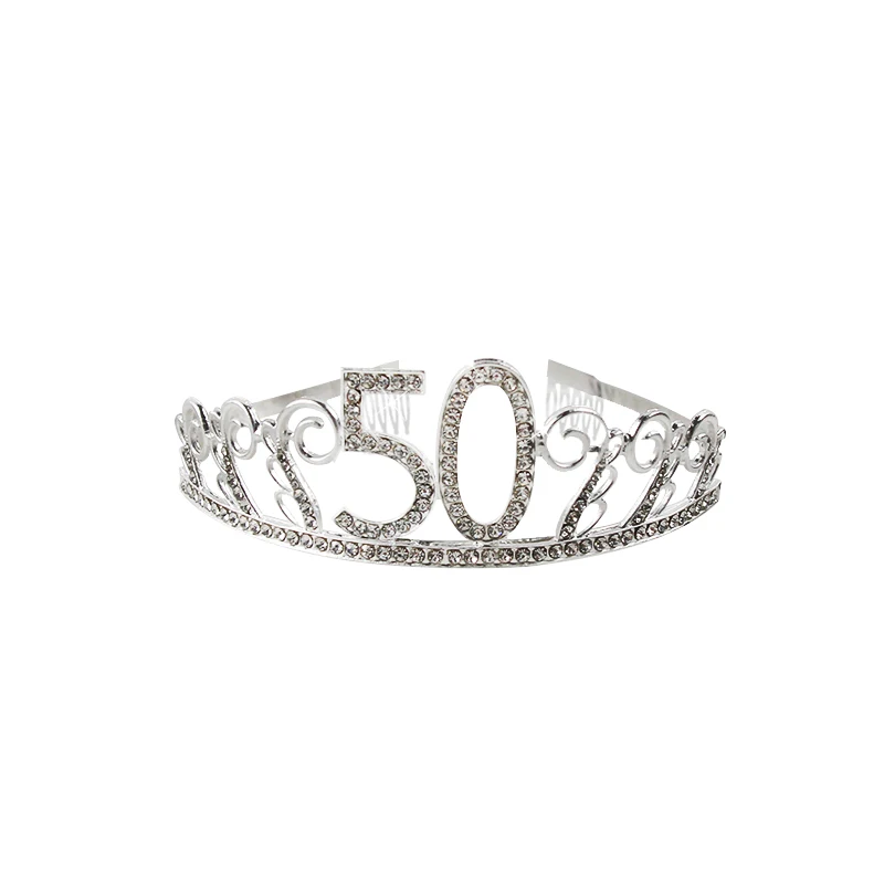 1pcs 50 crown 30/40/50th декорации с днем рождения взрослых латексные золотистые воздушные шары с украшением в виде кристаллов короны с головными повязками 30th лет предметы декора для вечеринок и дней рождения - Цвет: 1pcs 50 crown