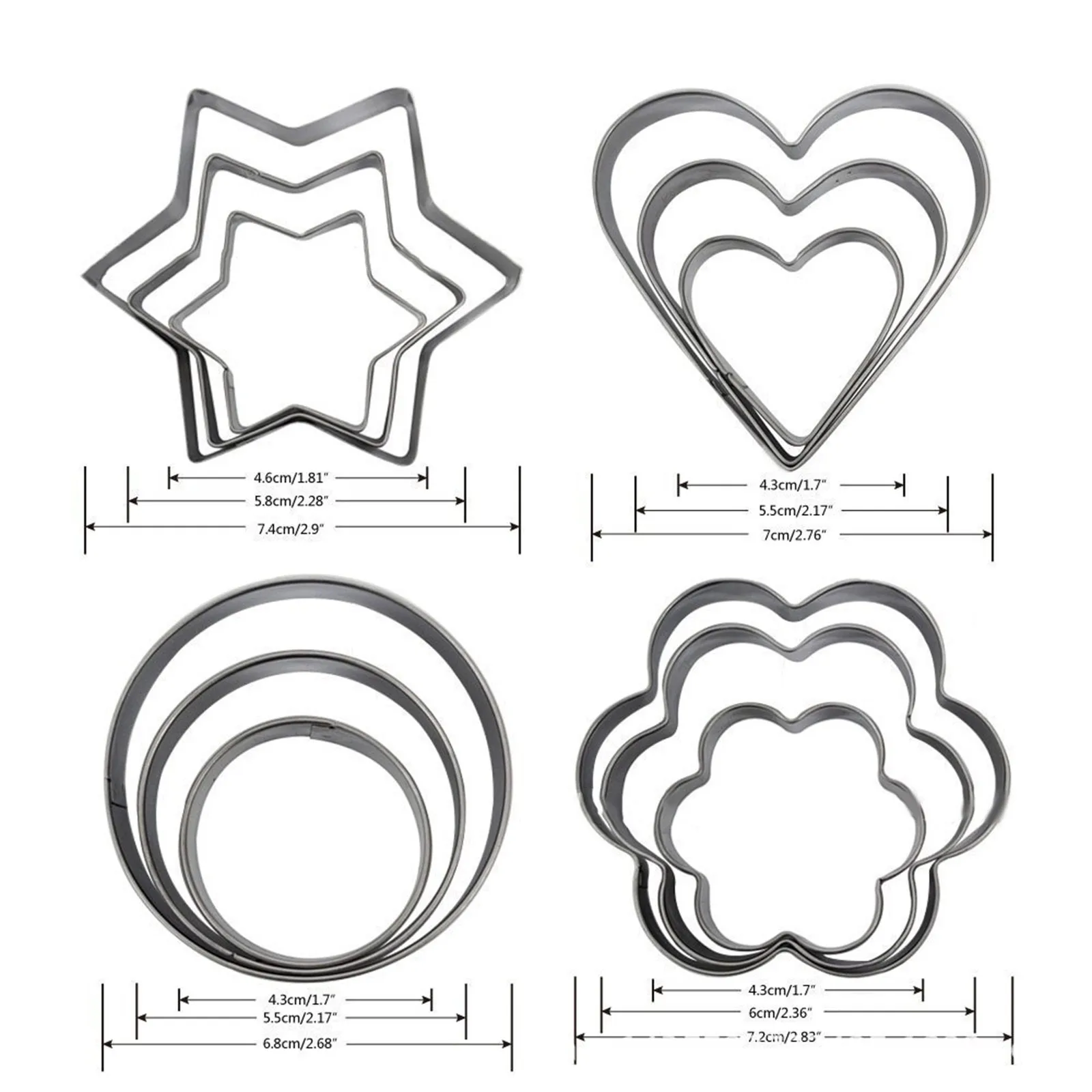 

12 PC/set Heat-resistant Food Grade Stainless Steel Cookie Cutter Set Biscuit Cake Mold DIY Handmade Bread Baking Cook Tools