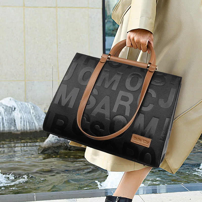 

New fashion Tote Bag embossed leather handbag shoulder messenger female bag large capacity letter ladies handbag