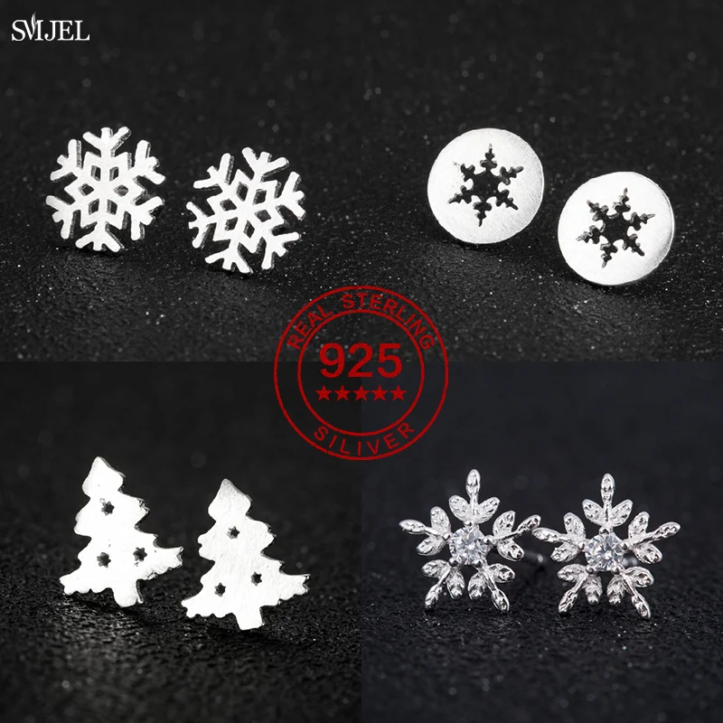 

Женские серьги-гвоздики из серебра 100% пробы, в виде снежинки