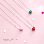 Colusiwei серебрянный простой милый эмали в форме сердца короткое ожерелье для женщин из натуральной 925 стерлингового серебра Корея Стиль, модное ювелирное изделие