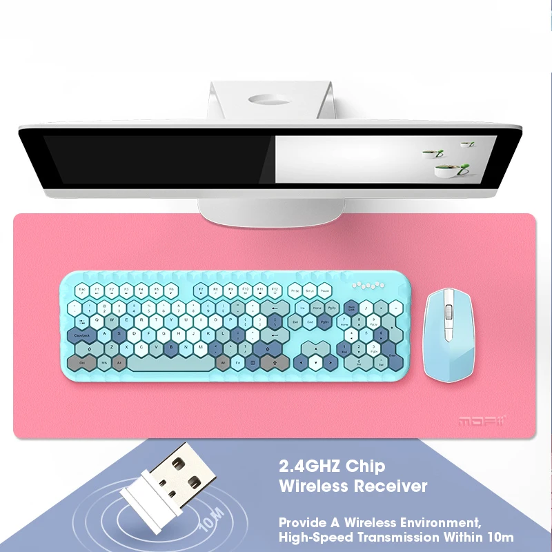 mofii wireless keyboard mouse set mute 104 keys computer gaming keyboard and mouse combo pink multimedia laptop desktop keyboard free global shipping