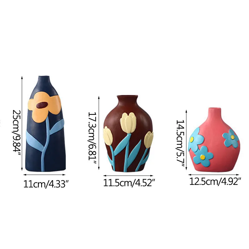 

Nordic Vintage Painting Artist Ceramic Vase Hydroponic Device Flower Vase Desktop Crafts European Home Decoration Wedding Gifts