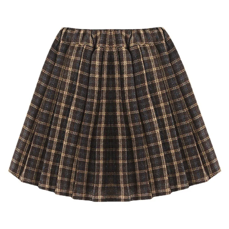 7 9 11 12 14 Years Girls Skirts New Spring High Elastic Waist Plaid Pleated Mini Skirt Children Teens Outdoor Casual Clothing | Детская