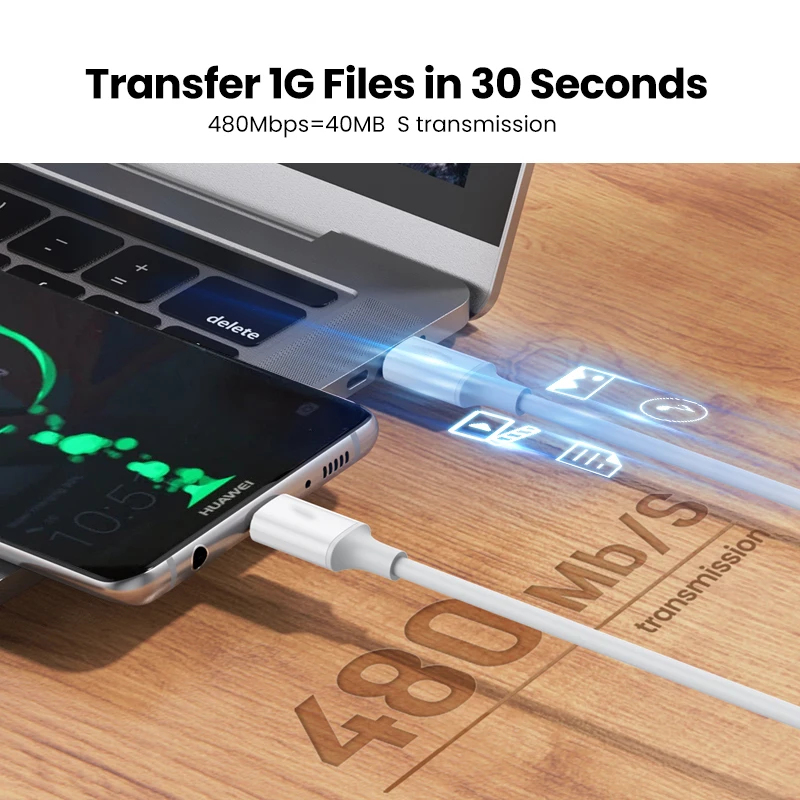 Кабель для быстрой зарядки PD 100 Вт с USB C на Type-C кабель передачи данных Huawei P30 Samsung