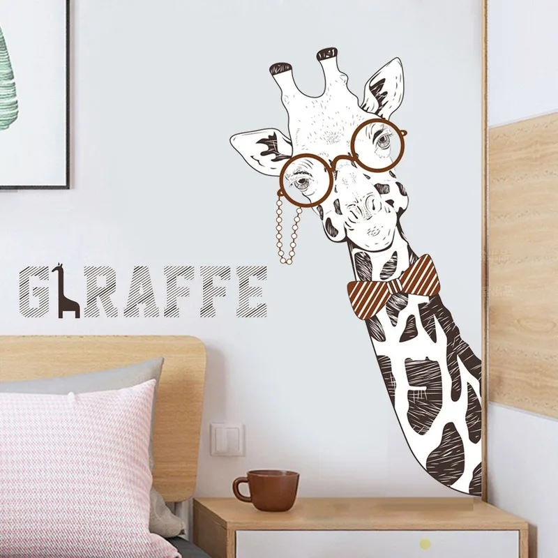 

Giraffe Wall Stickers Personalized Ins Wind Door Decoration Bedroom Stickers Children's Door Stickers Living Room Decoration