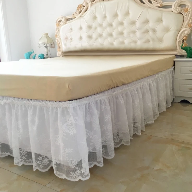 Rufflled юбка для кровати с цветочным декором свадьбы кружевная эластичное