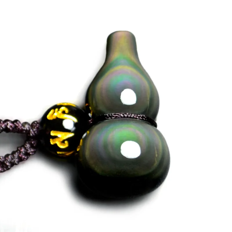 

Natural Bright Rainbow Eye Obsidian Gourd Pendant Men's and Women's Children's Pendant Lucky Fortune Fortune Jewelry Safe